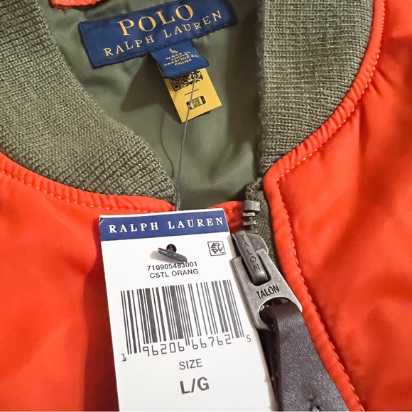 Polo Ralph Lauren COASTAL ORANGE Surplus Twill Air SQDRN 67 Bomber Jacket - Picture 13 of 14